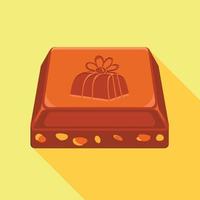 Piece of chocolate icon, flat style vector