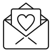 Vector de contorno de icono de corazón de correo de amor. ayuda de caridad