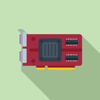 Gpu board icon flat vector. Computer card vector