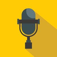 Vintage classic microphone icon, flat style vector