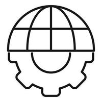 Global gear solution icon outline vector. Creative teamwork vector