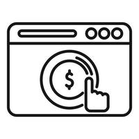 haga clic en la web monetizar el vector de contorno del icono. estrategia móvil