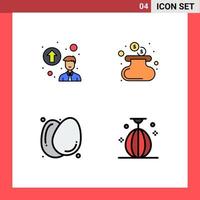 4 Creative Icons Modern Signs and Symbols of personal up gradation healthy food cash egg boxing Editable Vector Design Elements
