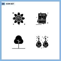 Modern Set of 4 Solid Glyphs and symbols such as atom page link invitation greenery Editable Vector Design Elements