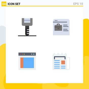 Pictogram Set of 4 Simple Flat Icons of food interface tools job website text Editable Vector Design Elements