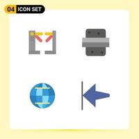 Group of 4 Flat Icons Signs and Symbols for access globe underground dinner web Editable Vector Design Elements