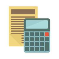 Papers calculator icon flat isolated vector