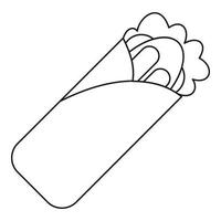 icono de shawarma, estilo de esquema vector