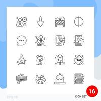 Modern Set of 16 Outlines and symbols such as eid comment stop chat quality Editable Vector Design Elements