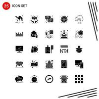 Pictogram Set of 25 Simple Solid Glyphs of cloud internet discount cyber sale Editable Vector Design Elements