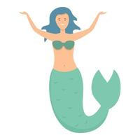 Green mermaid icon cartoon vector. Cute girl vector