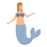 vector de dibujos animados de icono de sirena de fantasía. hada del mar