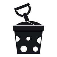 Toy bucket and shovel icon, simple style vector