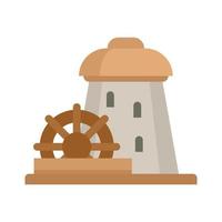 Water mill tower icon flat isolated vector