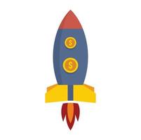 Crowdfunding rocket icon flat isolated vector