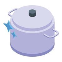 Clean saucepan icon isometric vector. Liquid detergent vector