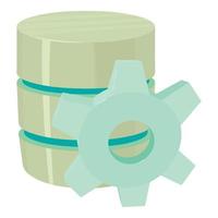 Working database icon, cartoon style vector