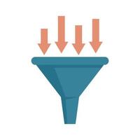 Conversion rate funnel icon flat isolated vector