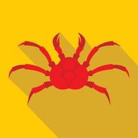 Red king crab icon, flat style vector