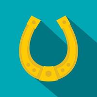 Golden horseshoe icon, flat style vector