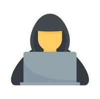 Hacker with hood icon flat isolated vector