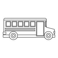 icono de autobús escolar, estilo de esquema vector