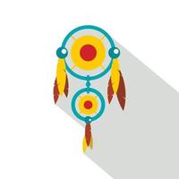 Dreamcatcher with colorful feathers icon vector