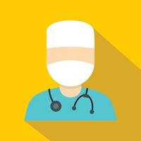 Doctor in a mask with stethoscope icon, flat style vector