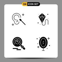 4 Black Icon Pack Glyph Symbols Signs for Responsive designs on white background. 4 Icons Set. vector