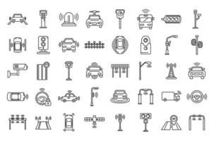 Road sensors icons set outline vector. Safety traffic vector