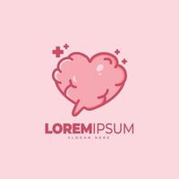 Love brain logo template vector