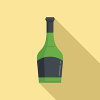 Wine bottle icon flat vector. Glass bottle vine label vector