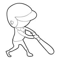 Baseball player icon, outline style vector