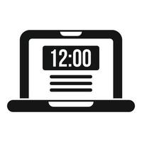 Laptop time icon simple vector. Clock project vector