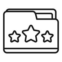 Rate folder icon outline vector. Star review vector