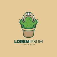 Cactus helmet logo template vector