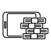 vector de contorno de icono de efectivo móvil en línea. negocio de dinero