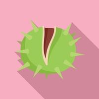 Branch chestnut icon flat vector. Tree fruit vector