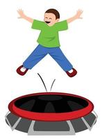 boy jumping in trampoline vector