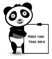 linda pancarta de oso panda vector