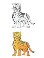 animales salvajes coloreados y con bocetos vector