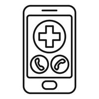 vector de contorno de icono de llamada de emergencia. teléfono de contacto