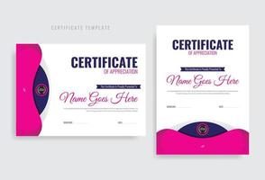 Certificate of appreciation template. Best Student Certificate, Best Employee Of The Year Certificate.  Modern Certificate Design For Award, Business, And Education Needs. vector