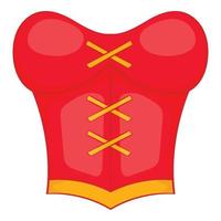 Red woman corset icon, cartoon style vector