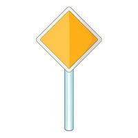 Priority road sign icon, cartoon style vector