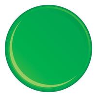 Green round button icon, cartoon style vector