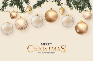 Merry Christmas and Happy New Year Greeting Card vector