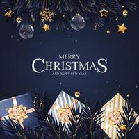 Merry Christmas and Happy New Year Greeting Card vector