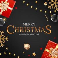 Merry Christmas and Happy New Year Greeting Card vector