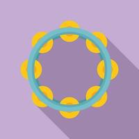 Timbrel tambourine icon flat vector. Music drum vector